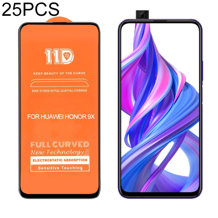 For Huawei Honor 9X 25 PCS mietubl Scratchproof 11D HD Full Glue Full Curved Screen Tempered Glass Film