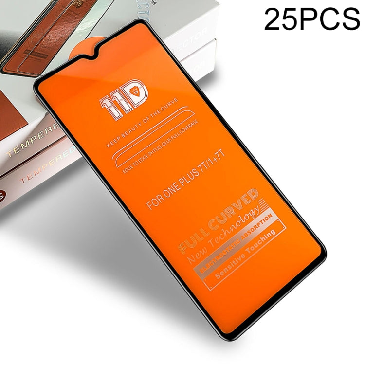For OnePlus 7T 25 PCS mietubl Scratchproof 11D HD Full Glue Full Curved Screen Tempered Glass Film