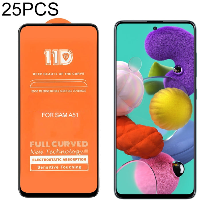 For Galaxy A51 25 PCS mietubl Scratchproof 11D HD Full Glue Full Curved Screen Tempered Glass Film