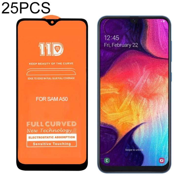 For Galaxy A50 25 PCS mietubl Scratchproof 11D HD Full Glue Full Curved Screen Tempered Glass Film