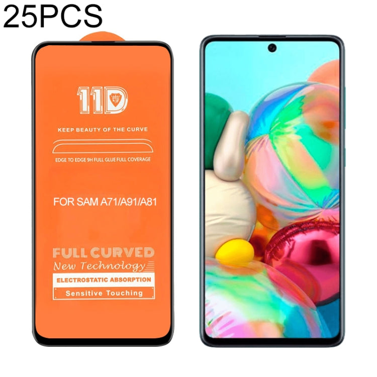 For Galaxy A81 25 PCS mietubl Scratchproof 11D HD Full Glue Full Curved Screen Tempered Glass Film