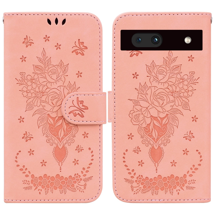 For Google Pixel 7a Butterfly Rose Embossed Leather Phone Case