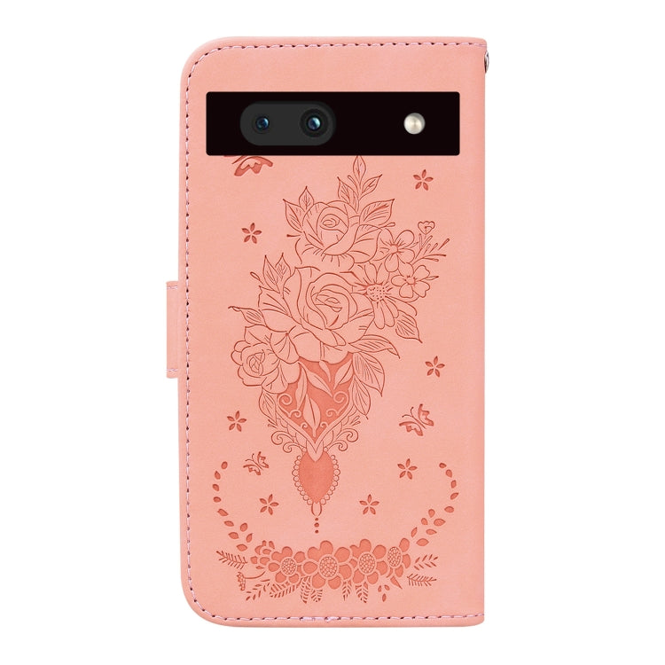 For Google Pixel 7a Butterfly Rose Embossed Leather Phone Case