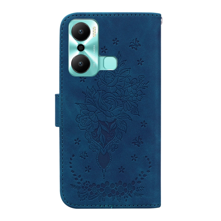For Infinix Hot 20 Play Butterfly Rose Embossed Leather Phone Case