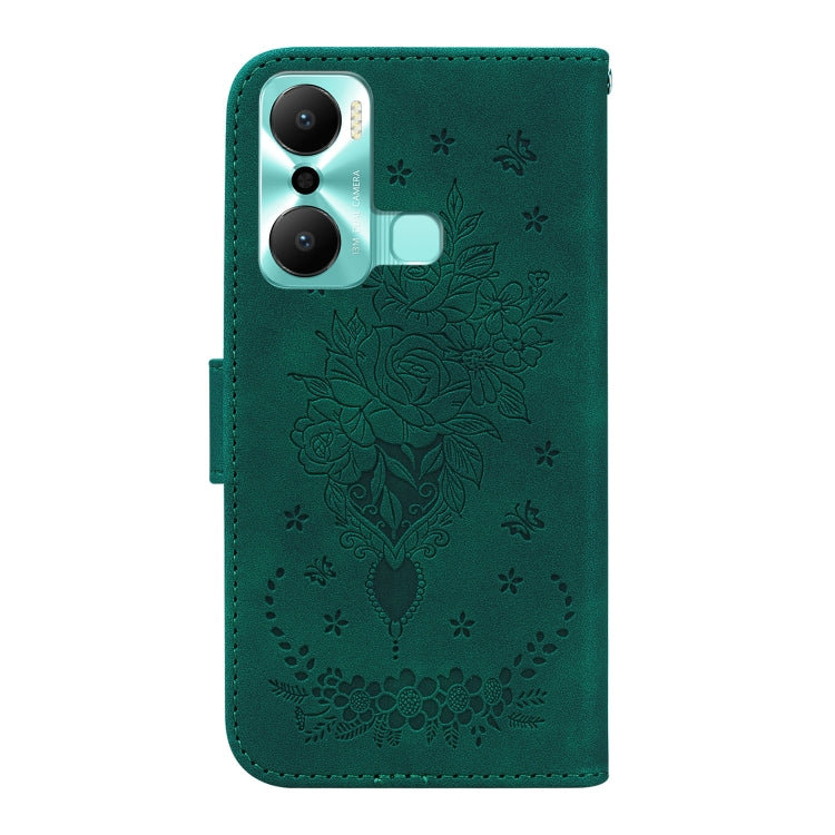 For Infinix Hot 20 Play Butterfly Rose Embossed Leather Phone Case