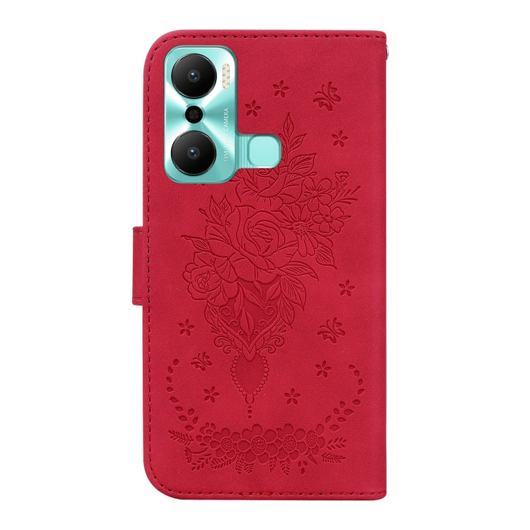For Infinix Hot 20 Play Butterfly Rose Embossed Leather Phone Case