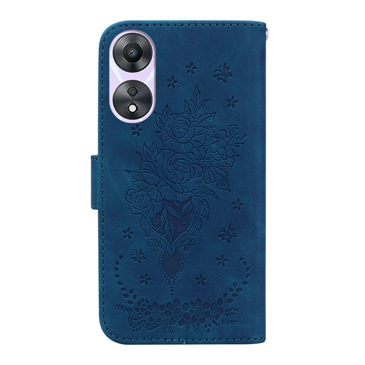 For OPPO A58 Butterfly Rose Embossed Leather Phone Case