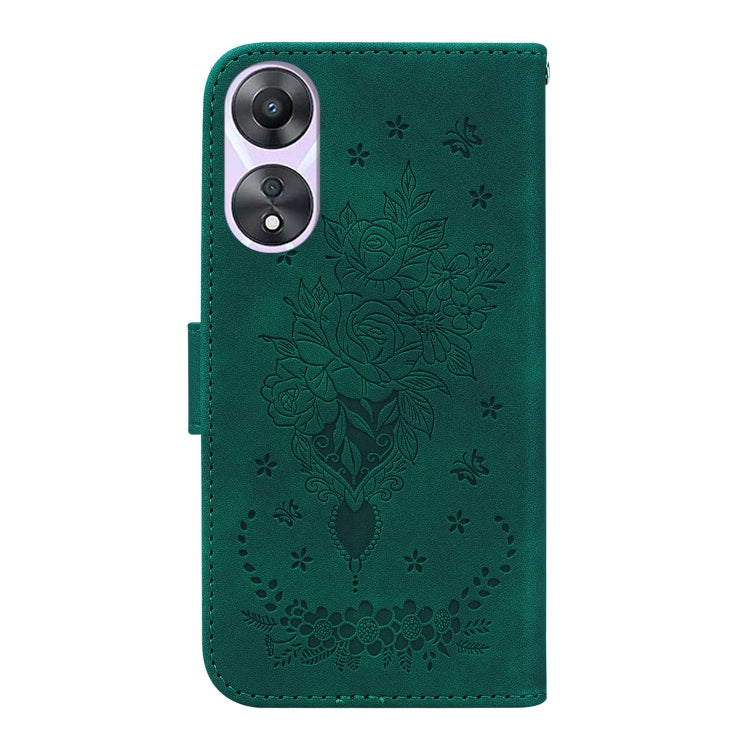 For OPPO A58 Butterfly Rose Embossed Leather Phone Case