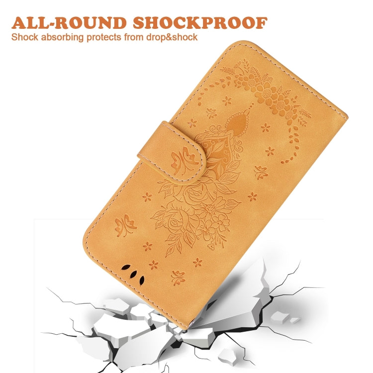 For OPPO A58 Butterfly Rose Embossed Leather Phone Case