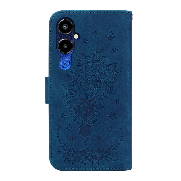 For Tecno Pova 4 Pro Butterfly Rose Embossed Leather Phone Case