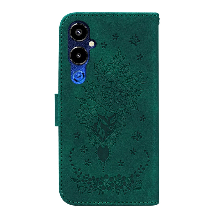For Tecno Pova 4 Pro Butterfly Rose Embossed Leather Phone Case