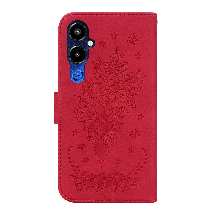 For Tecno Pova 4 Pro Butterfly Rose Embossed Leather Phone Case