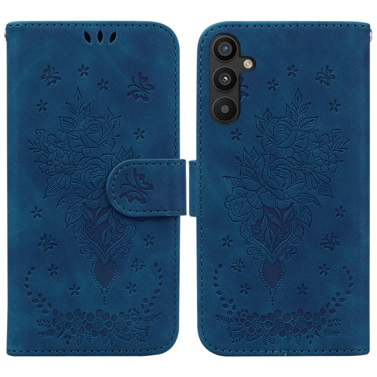 For Samsung Galaxy A34 5G Butterfly Rose Embossed Leather Phone Case