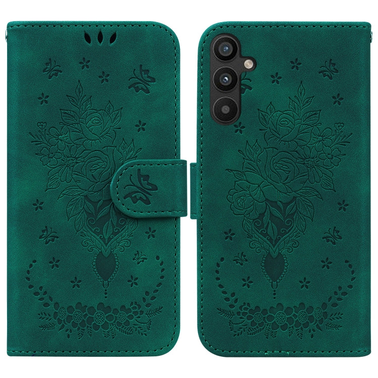 For Samsung Galaxy A34 5G Butterfly Rose Embossed Leather Phone Case