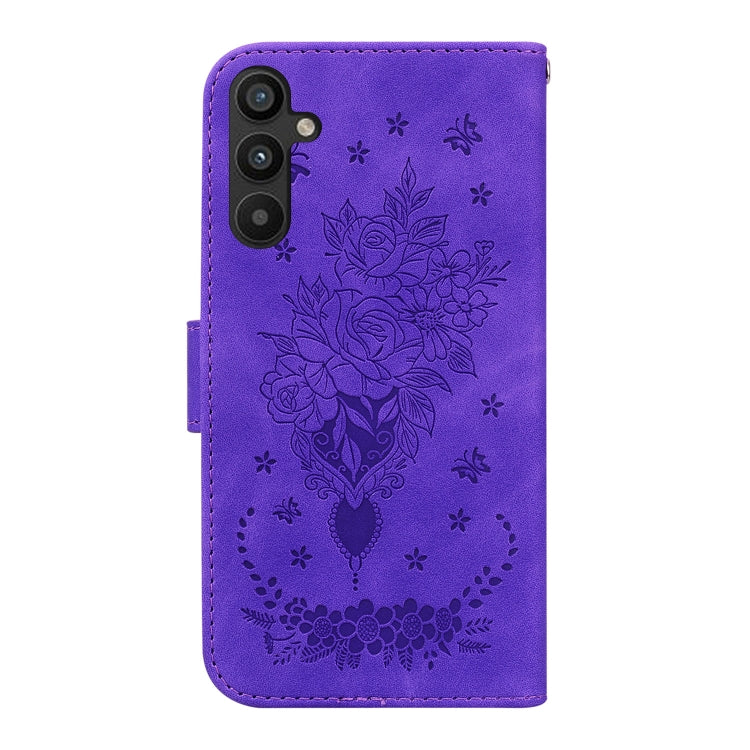 For Samsung Galaxy A34 5G Butterfly Rose Embossed Leather Phone Case