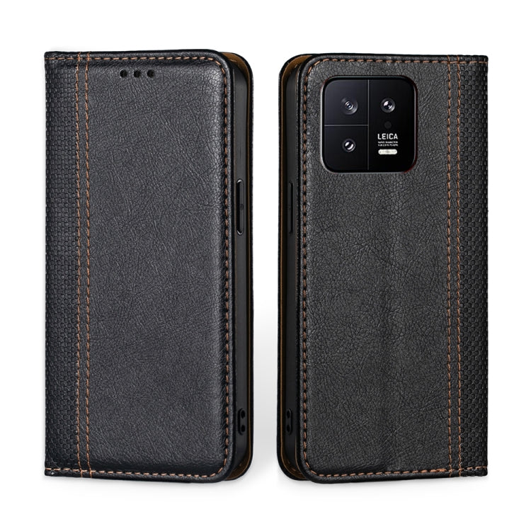 For Xiaomi 13 Grid Texture Magnetic Flip Leather Phone Case