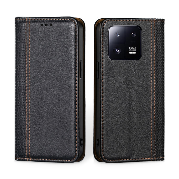 For Xiaomi 13 Pro Grid Texture Magnetic Flip Leather Phone Case