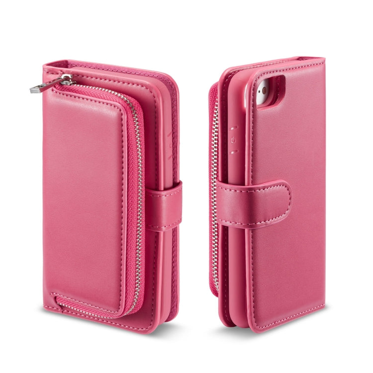 For iPhone SE 2022 / SE 2020 / 8 / 7 Plain Texture Zipper Horizontal Flip Leather Case with Card Slots & Wallet Function