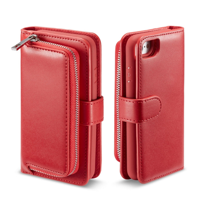 For iPhone SE 2022 / SE 2020 / 8 / 7 Plain Texture Zipper Horizontal Flip Leather Case with Card Slots & Wallet Function