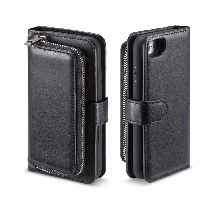 For iPhone SE 2022 / SE 2020 / 8 / 7 Plain Texture Zipper Horizontal Flip Leather Case with Card Slots & Wallet Function