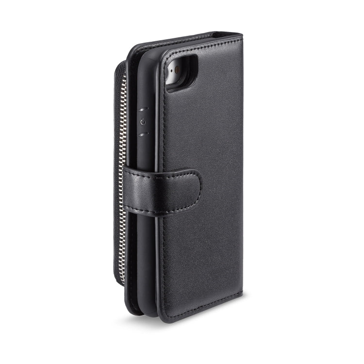 For iPhone SE 2022 / SE 2020 / 8 / 7 Plain Texture Zipper Horizontal Flip Leather Case with Card Slots & Wallet Function