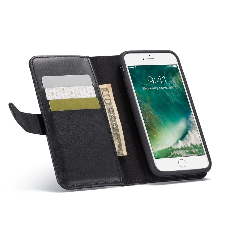 For iPhone SE 2022 / SE 2020 / 8 / 7 Plain Texture Zipper Horizontal Flip Leather Case with Card Slots & Wallet Function