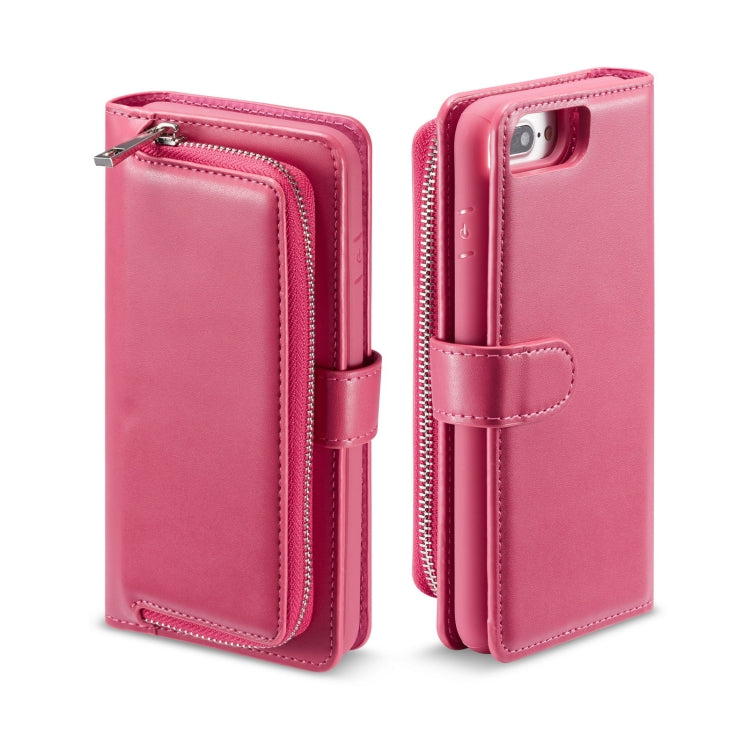 For iPhone 7 Plus / 8 Plus Plain Texture Zipper Horizontal Flip Leather Case with Card Slots & Wallet Function