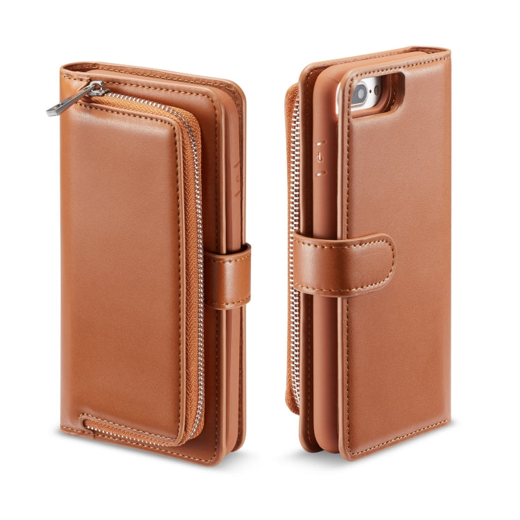 For iPhone 7 Plus / 8 Plus Plain Texture Zipper Horizontal Flip Leather Case with Card Slots & Wallet Function