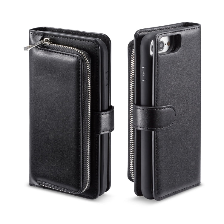 For iPhone 7 Plus / 8 Plus Plain Texture Zipper Horizontal Flip Leather Case with Card Slots & Wallet Function