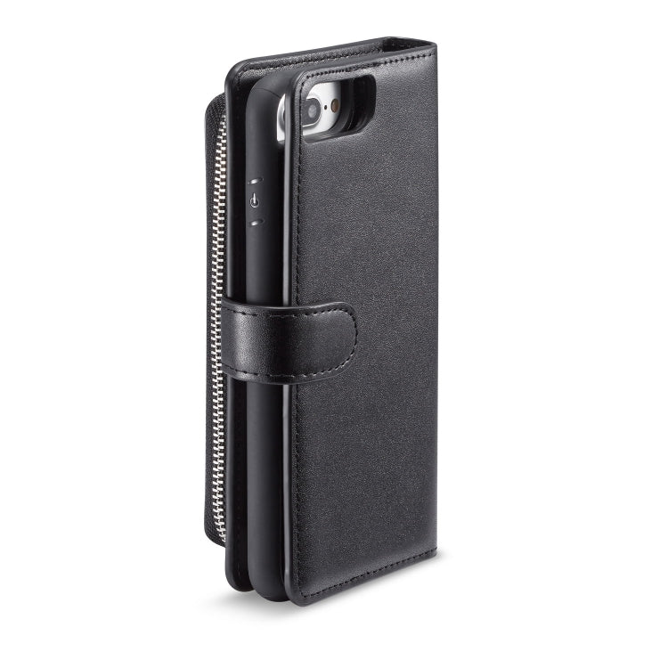 For iPhone 7 Plus / 8 Plus Plain Texture Zipper Horizontal Flip Leather Case with Card Slots & Wallet Function