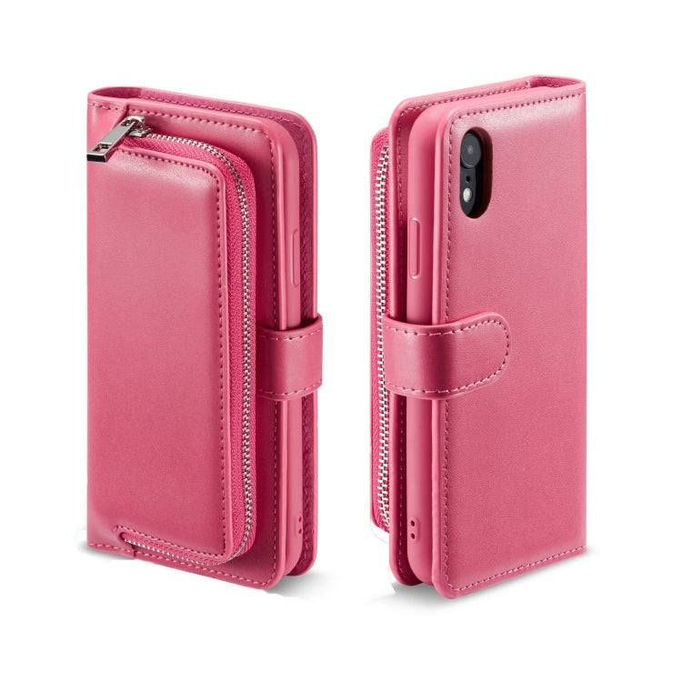 For iPhone XR Plain Texture Zipper Horizontal Flip Leather Case with Card Slots & Wallet Function