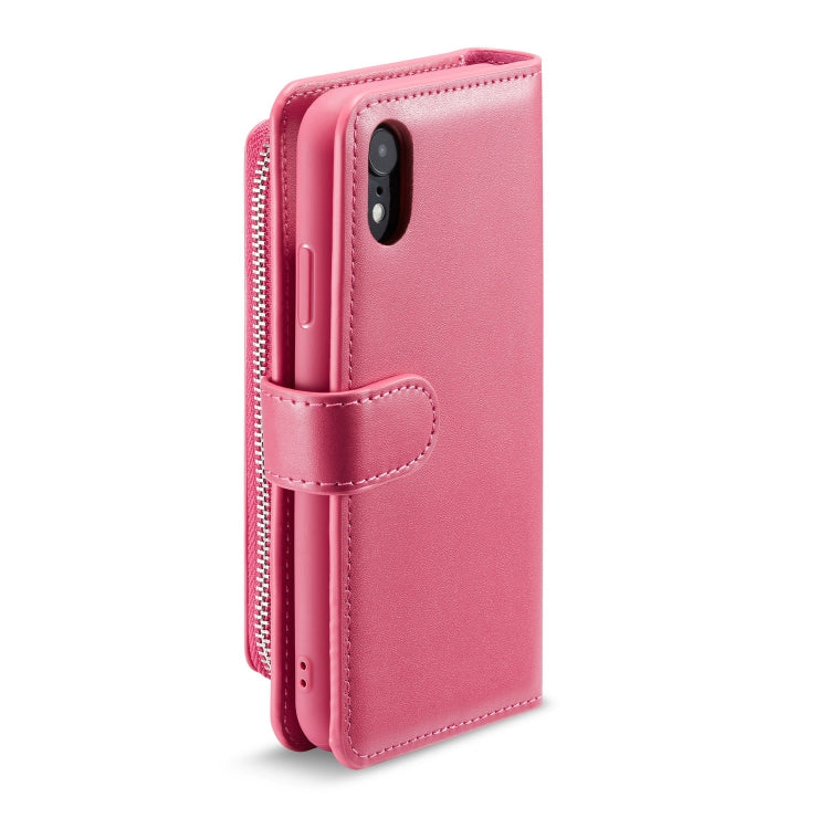 For iPhone XR Plain Texture Zipper Horizontal Flip Leather Case with Card Slots & Wallet Function