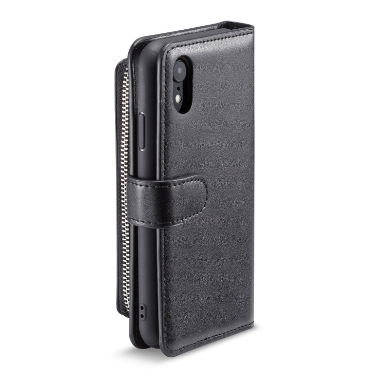 For iPhone XR Plain Texture Zipper Horizontal Flip Leather Case with Card Slots & Wallet Function