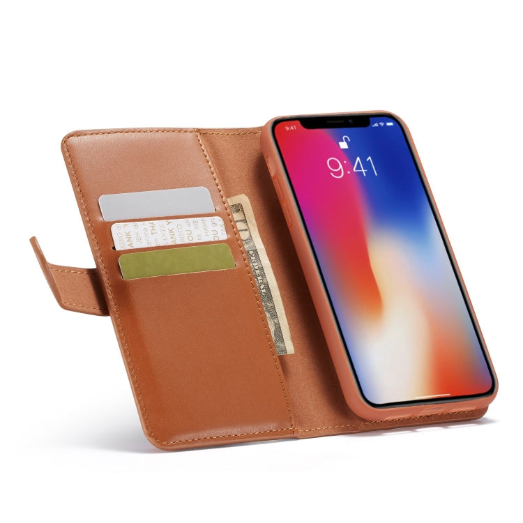 For iPhone X Plain Texture Zipper Horizontal Flip Leather Case with Card Slots & Wallet Function