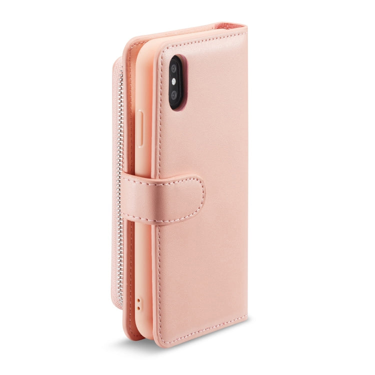 For iPhone XS Max Plain Texture Zipper Horizontal Flip Leather Case with Card Slots & Wallet Function