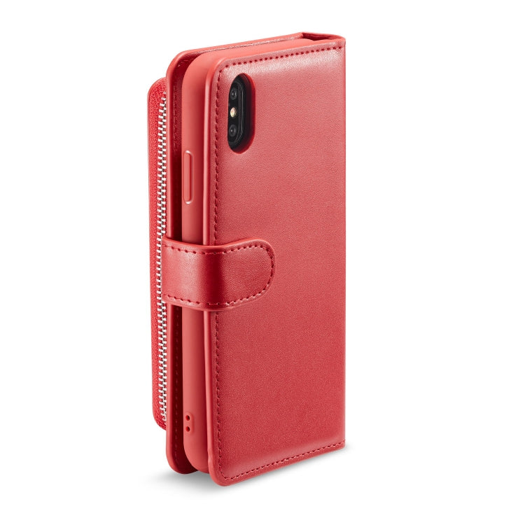 For iPhone XS Max Plain Texture Zipper Horizontal Flip Leather Case with Card Slots & Wallet Function