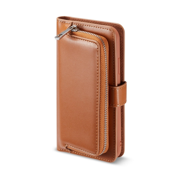 For iPhone XS Max Plain Texture Zipper Horizontal Flip Leather Case with Card Slots & Wallet Function