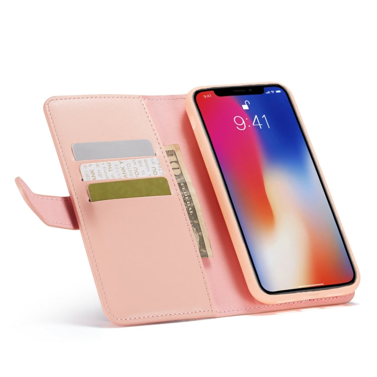 For iPhone XS Plain Texture Zipper Horizontal Flip Leather Case with Card Slots & Wallet Function