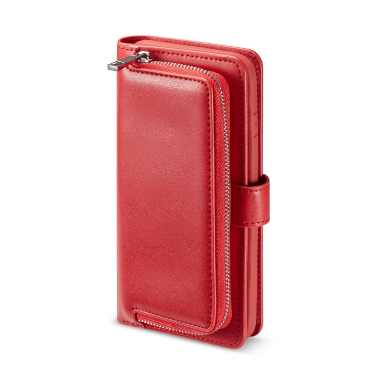 For iPhone XS Plain Texture Zipper Horizontal Flip Leather Case with Card Slots & Wallet Function