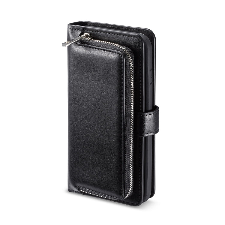 For iPhone XS Plain Texture Zipper Horizontal Flip Leather Case with Card Slots & Wallet Function
