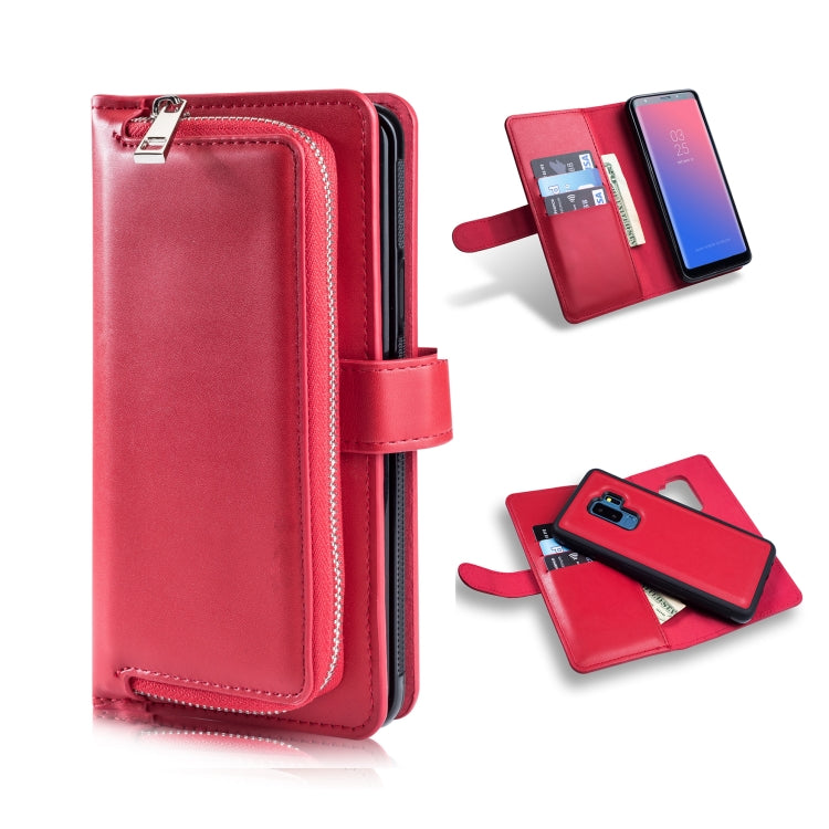 For Galaxy S9 Plus Plain Texture Zipper Horizontal Flip Leather Case with Card Slots & Wallet Function