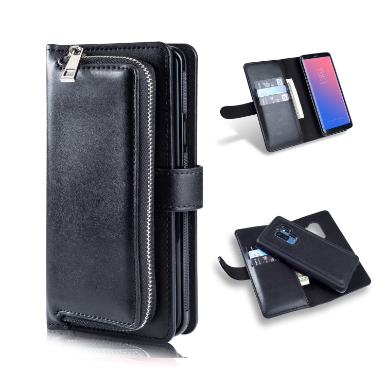 For Galaxy S9 Plus Plain Texture Zipper Horizontal Flip Leather Case with Card Slots & Wallet Function