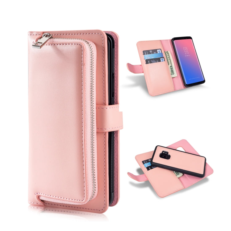 For Galaxy S9 Plain Texture Zipper Horizontal Flip Leather Case with Card Slots & Wallet Function