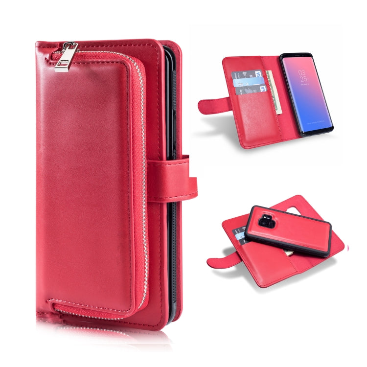 For Galaxy S9 Plain Texture Zipper Horizontal Flip Leather Case with Card Slots & Wallet Function