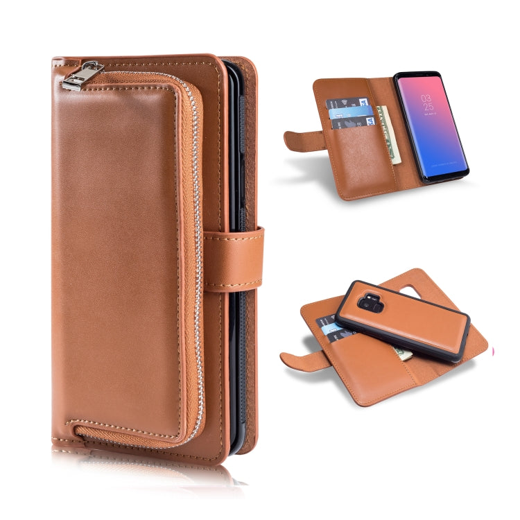 For Galaxy S9 Plain Texture Zipper Horizontal Flip Leather Case with Card Slots & Wallet Function