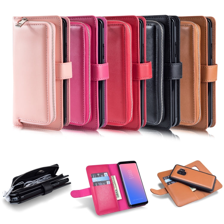 For Galaxy S9 Plain Texture Zipper Horizontal Flip Leather Case with Card Slots & Wallet Function