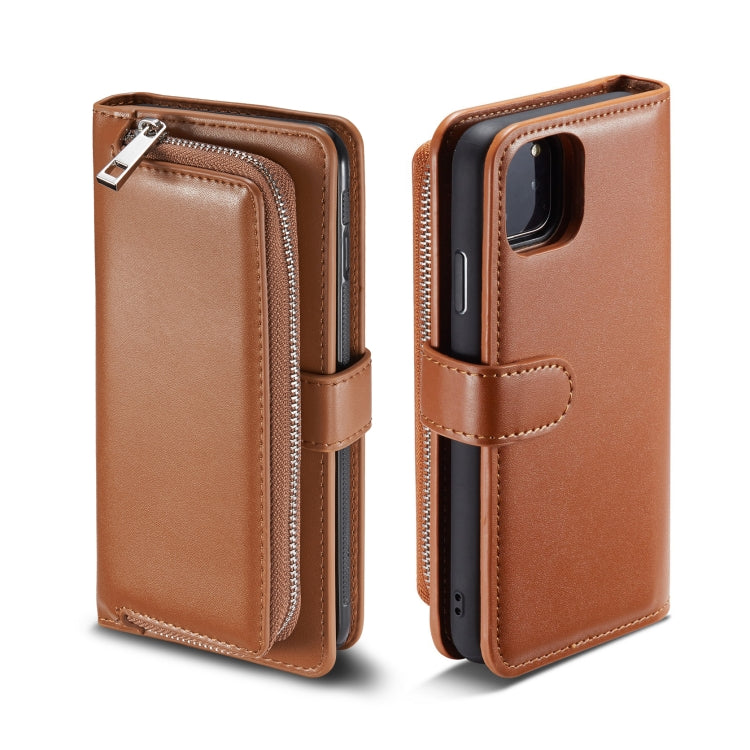 For iPhone 11 Plain Texture Zipper Horizontal Flip Leather Case with Card Slots & Wallet Function