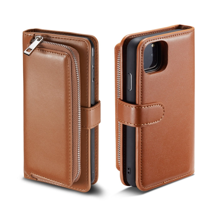 For iPhone 11 Pro Plain Texture Zipper Horizontal Flip Leather Case with Card Slots & Wallet Function