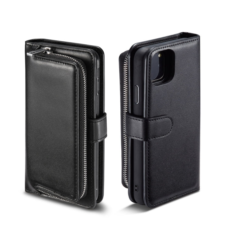 For iPhone 11 Pro Max Plain Texture Zipper Horizontal Flip Leather Case with Card Slots & Wallet Function