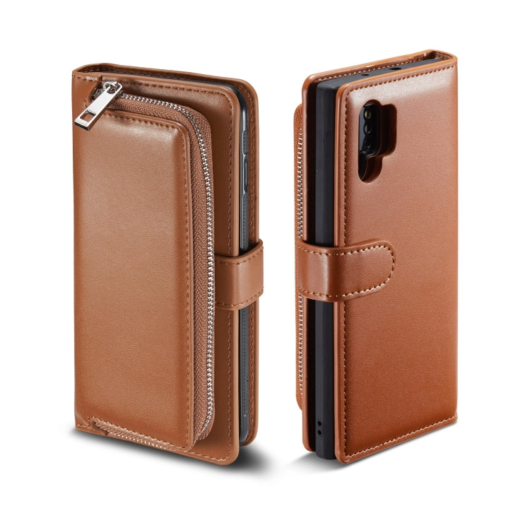 For Galaxy Note 10 Plain Texture Zipper Horizontal Flip Leather Case with Card Slots & Wallet Function